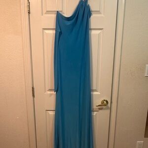 Chic One-Shoulder Blue Dress